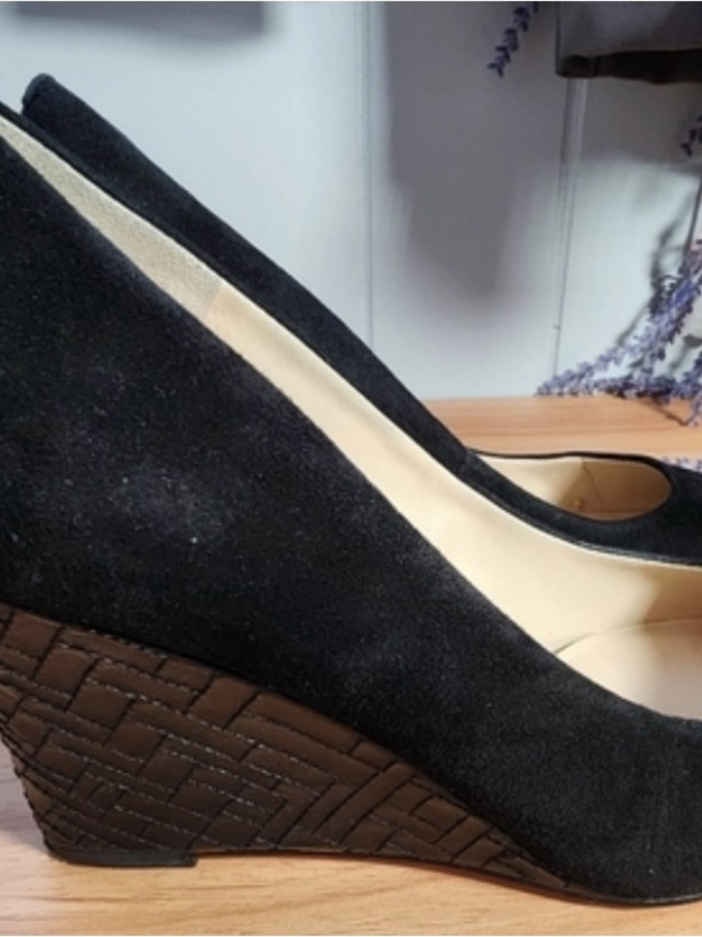 Cole Haan Black Suede Wedge Heels